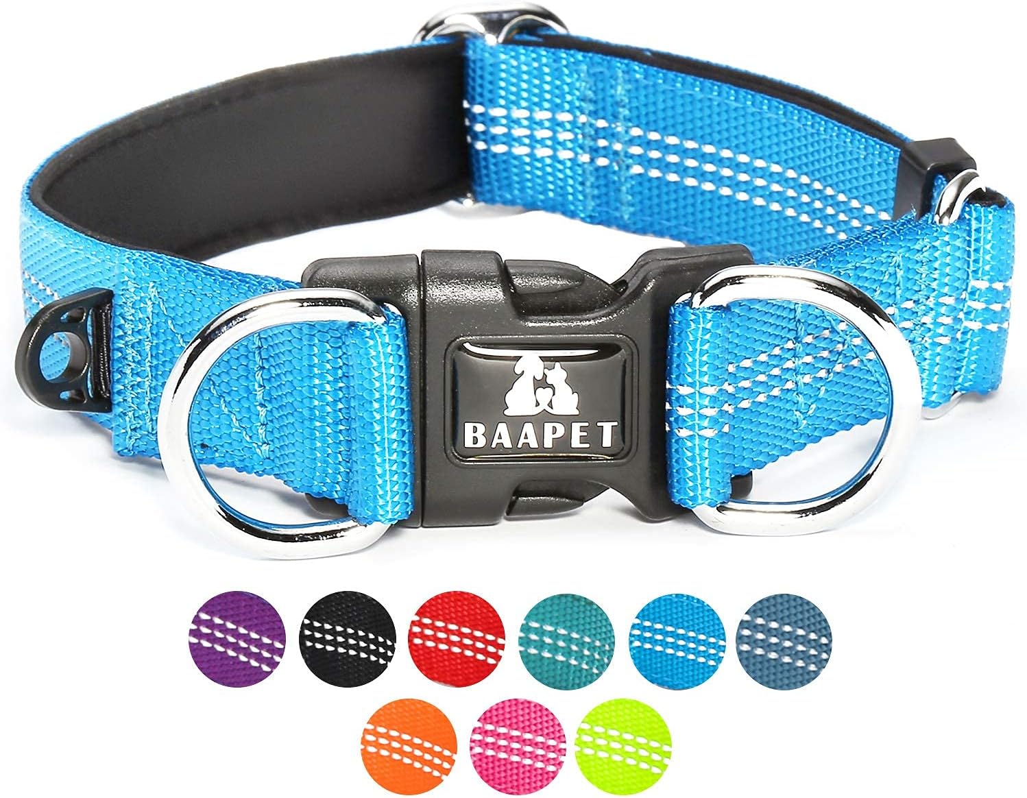 Comfortable Dog Collar with Double Security Dual D-Ring and ID Tag Hanger for Small Puppy, (XS - 3/4" X (9"-13"), Black)