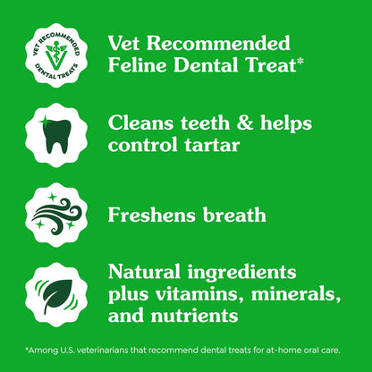 Feline Adult Dental Cat Treats, Tempting Tuna Flavor, 9.75 Oz. Tub